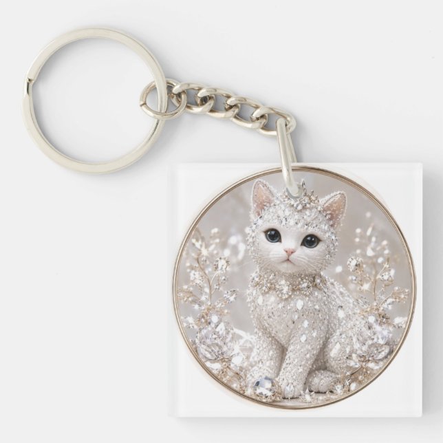 Porte-clefs Princesse Diamant Époustouflante Chat | Luxe de Ha (Devant)