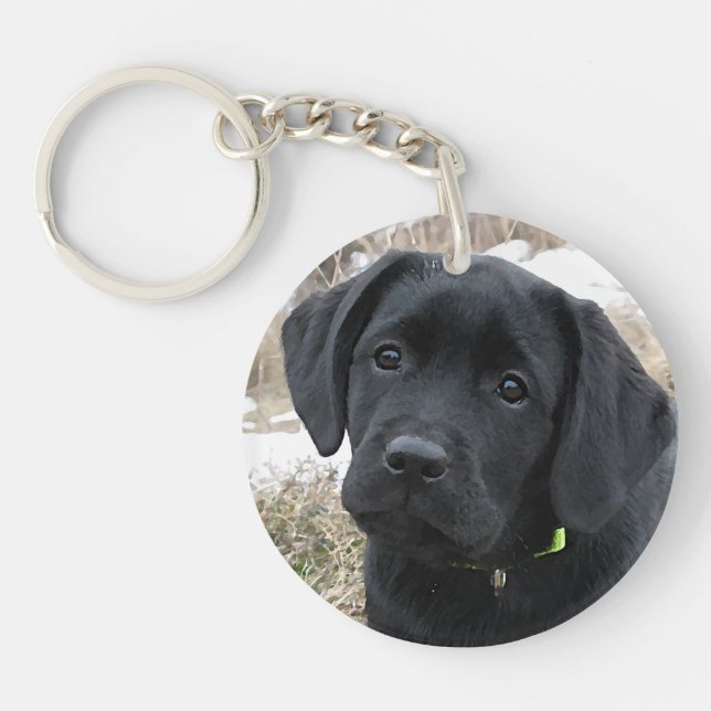 Porte-clefs Printemps en attente - Labrador Puppy - Black Lab (Devant)