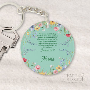 Porte-clefs Printemps Fleur sauvage Jardin Bible Verse