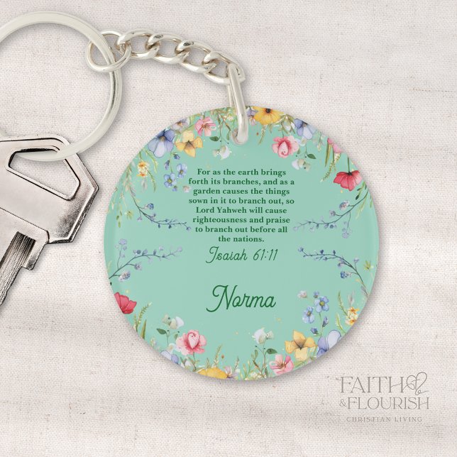Porte-clefs Printemps Fleur sauvage Jardin Bible Verse (Créateur téléchargé)