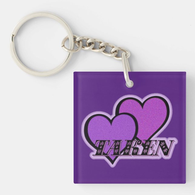 Porte-clefs Prise de coeur violet Porte - clé double face (Devant)