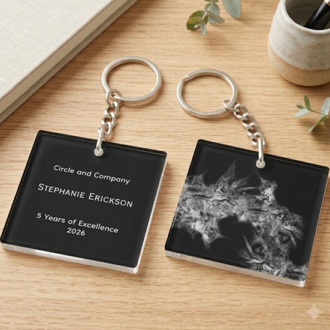 Porte-clefs Prix de fumée abstraite de réalisation professionn (A sophisticated milestone award for a valued employee to honor their dedication and excellence.)