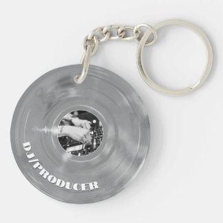 Porte-clefs Producteur de musique argentée rétro DJ Disque vin