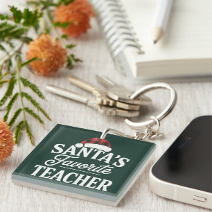 Porte-clefs Prof Favori de Noël de Santa enseigne aux étudiant