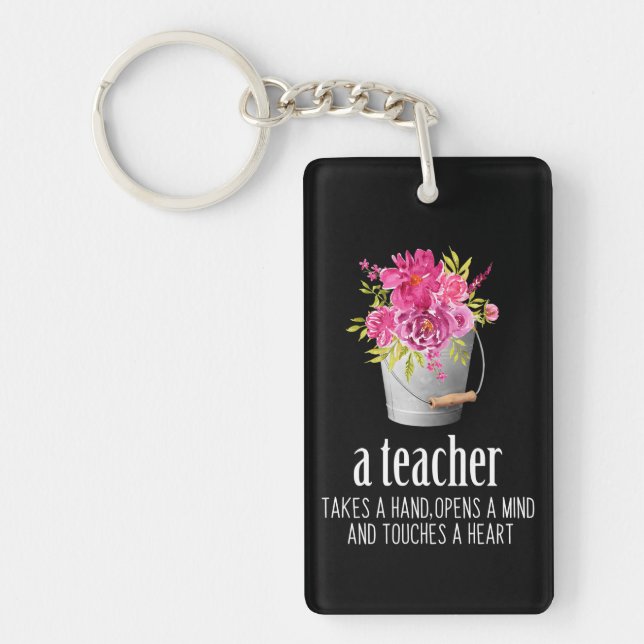 Porte-clefs Professeur Cadeaux | Un Enseignant Prend La Main (Devant)
