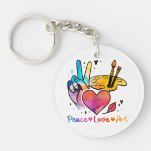 Porte-clefs Professeur D'Art Peace Love Art Pour Artistes Et P