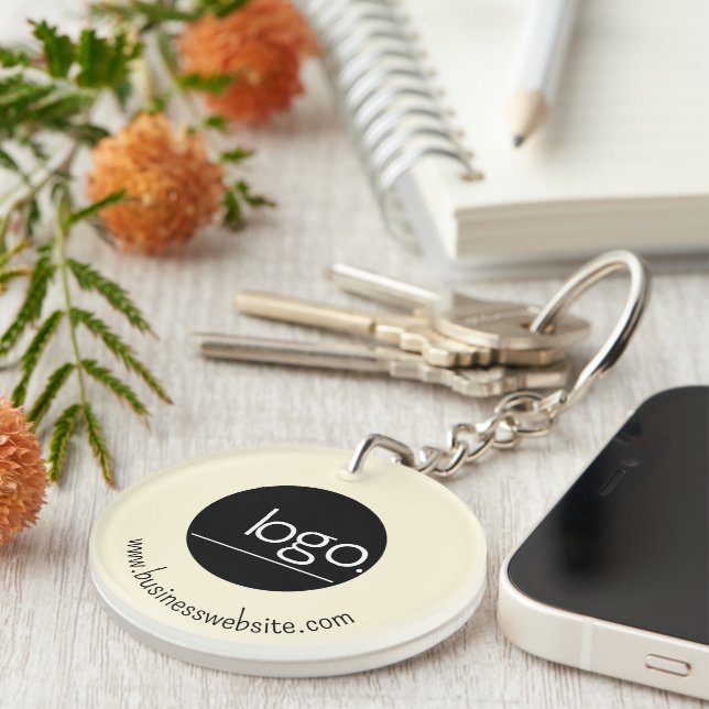 PORTE-CLEFS PROFESSIONNEL AJOUTER PROPRE LOGO CRÈME AFFAIRES M (Devant Droit)