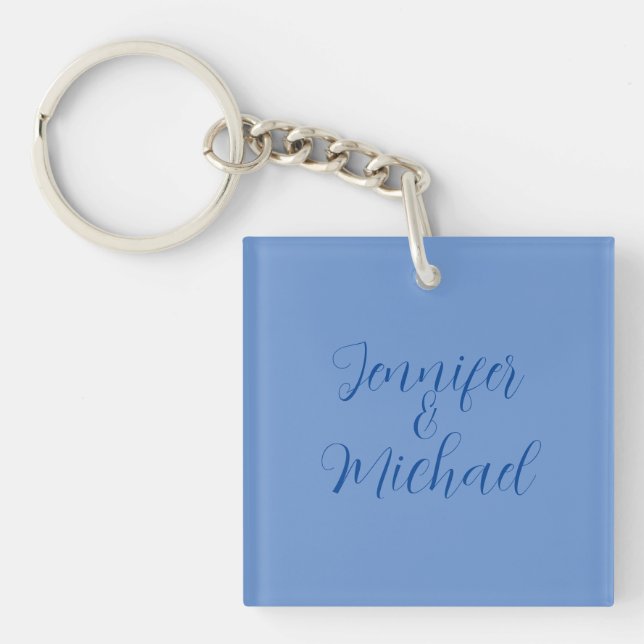 Porte-clefs Professionnel du mariage calligraphie bleue classi (Devant)