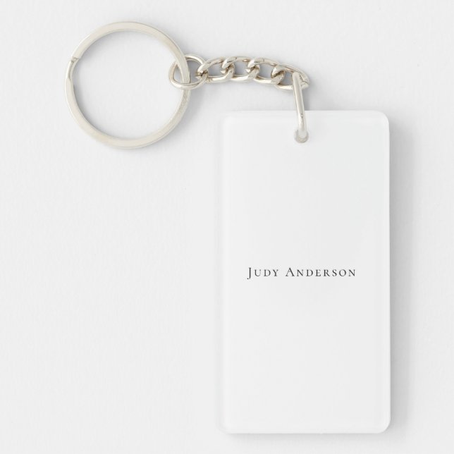 Porte-clefs Professionnel Plain Moderne Élégant Votre Nom (Devant)