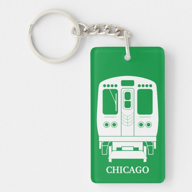 Porte-clefs Profil de White Chicago "L" sur Green Arrière - pl (Devant)
