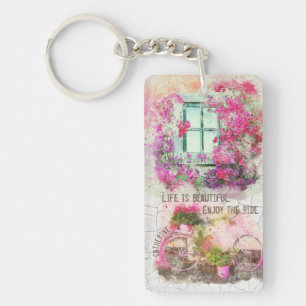 Porte-clefs Profitez De La Promenade Vélo Aquarelle Avec Fle