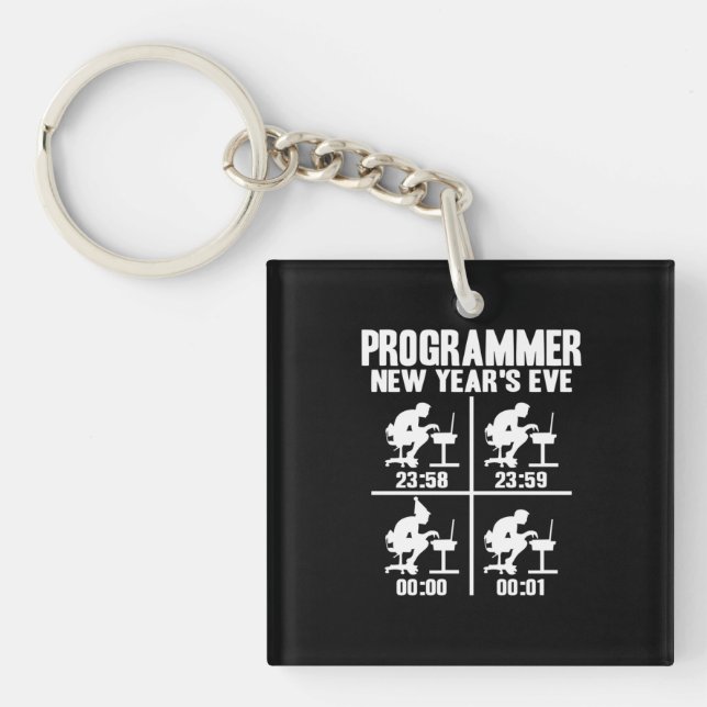 Porte-clefs Programmeur Nouvel An jamais (Devant)