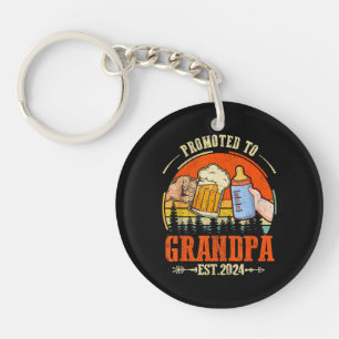 Porte-clefs Promu à Grandpa Est 2024 Fête des pères Rétro Nouv