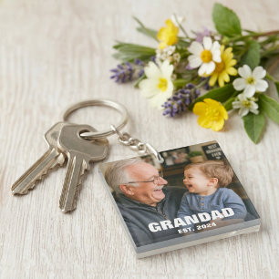 Porte-clefs Promu Grand-Père Photo Établie