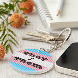 Porte-clefs Pronoun Boho Stripe Transgender Pride personnalisa