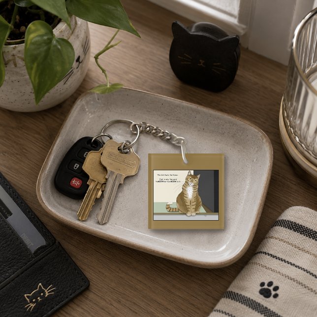 Porte-clefs Propriétaire chat orange tabby drôle (Créateur téléchargé)