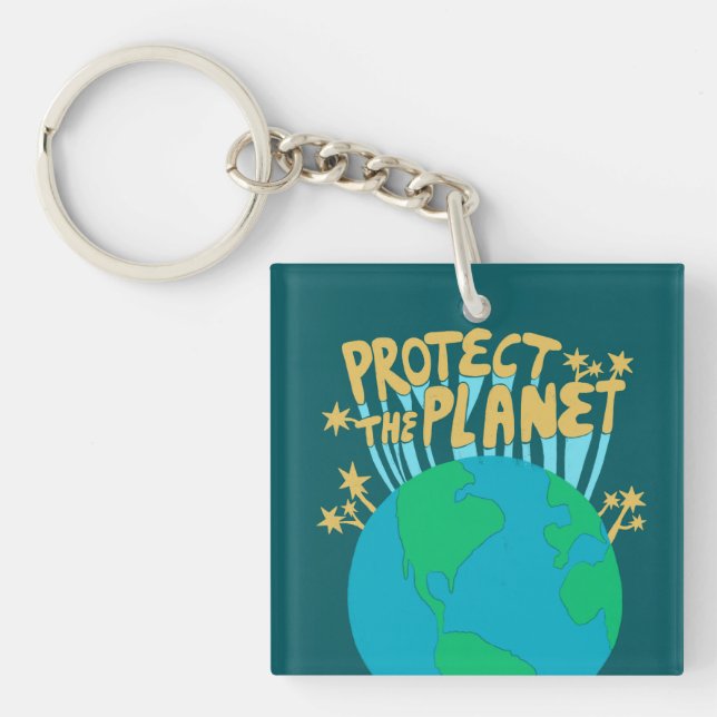 Porte-clefs PROTÉGER LA PLANÈTE SAVE EARTH Eco Green (Devant)