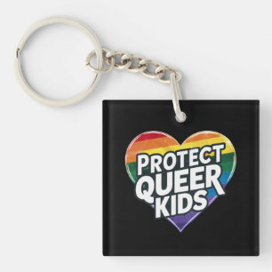 Porte-clefs Protéger les enfants queer Rainbow Heart LGBT Prid