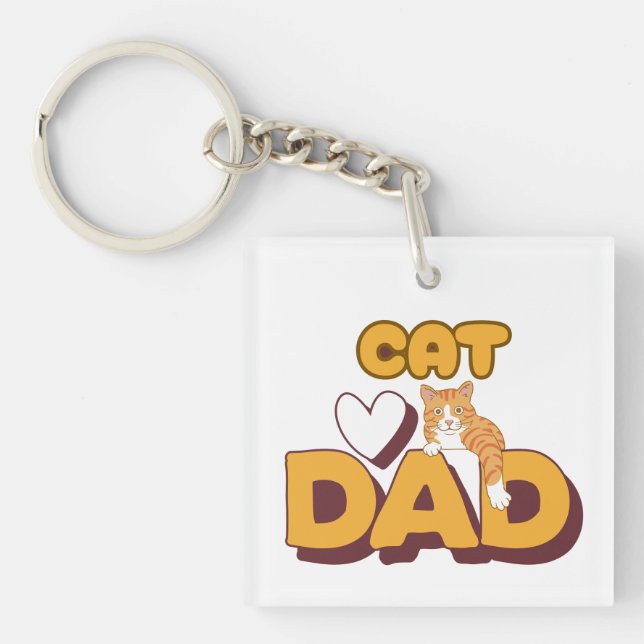 Porte-clefs Proud Cat Dad Father's Day Double-Sided  (Devant)