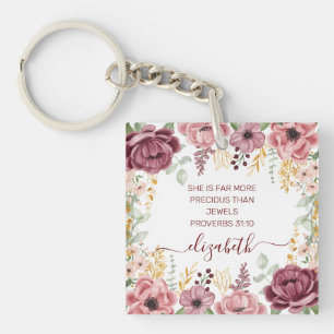 Porte-clefs Proverbes 31  Élégante écriture de fleur rose past