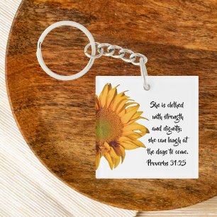 Porte-clefs Proverbes tournesol 31:25 Bible Verse Christian