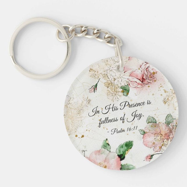 Porte-clefs Psaume 16:11 En sa présence est pleine de joie (Devant)