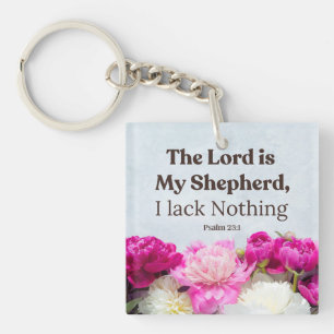 Porte-clefs Psaume 23:1 Le Seigneur est Mon Berger Rose Floral