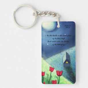 Porte-clefs Psaume 91 Verses 1 et 2 (Texte noir) Porte - clé a