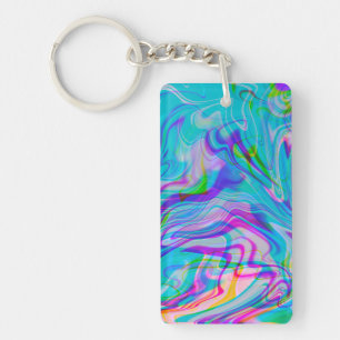 Porte-clefs Psychadélique Liquide coloré Abstrait Motif bleu