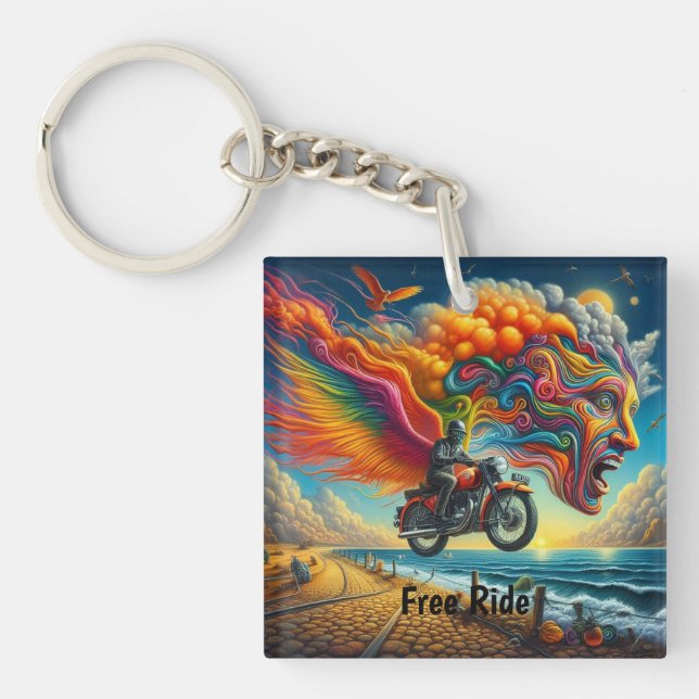Porte-clefs Psychedélique Motorcycle Dreamscape (Devant)