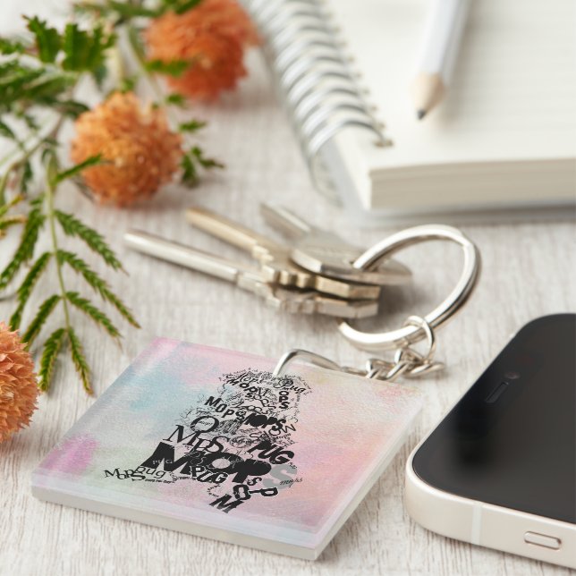 Porte-clefs Pug de type  (Devant Droit)