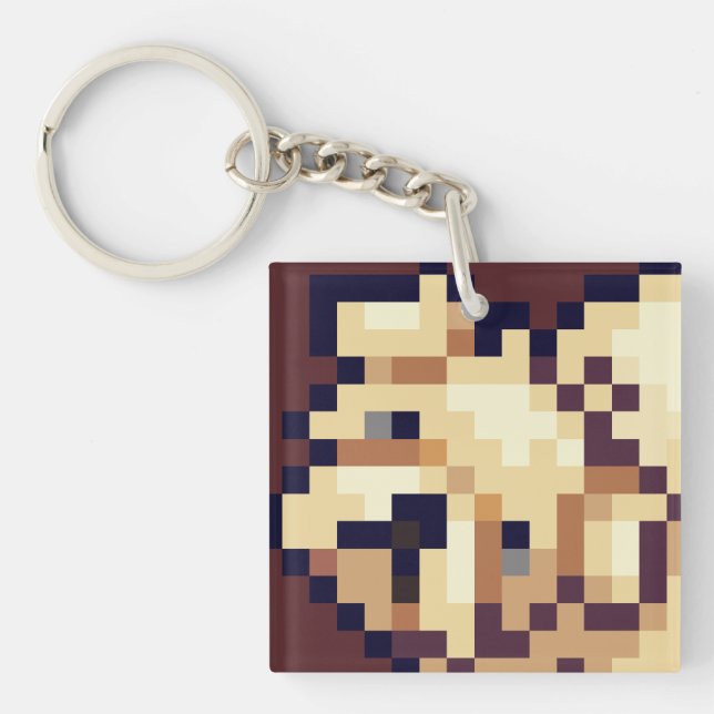 Porte-clefs Puppy Pixelart, Pixel Art (Devant)
