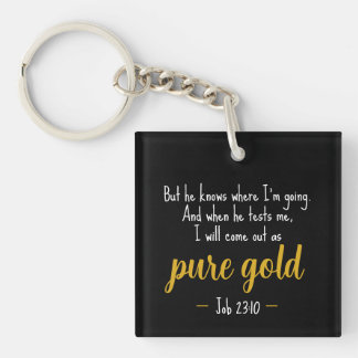 Porte-clefs Pure Gold Job 23:10 Scripture Keychain