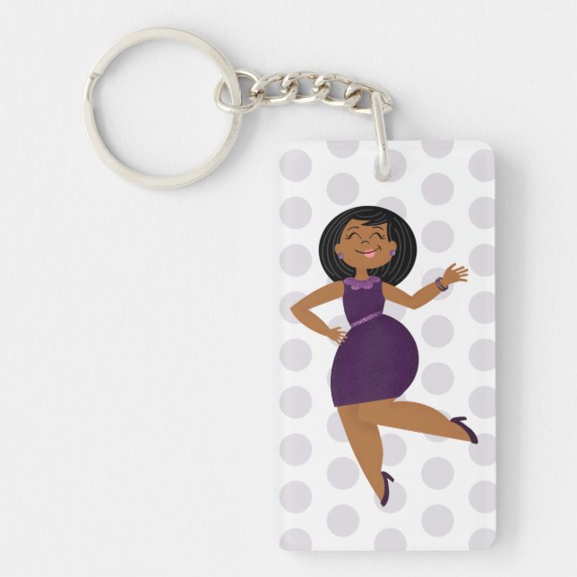Porte-clefs Purple Glitzy Party Girl (Devant)