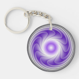 Porte-clefs Purple Grey 3D Swirl Moderne Abstrait Fractal Art