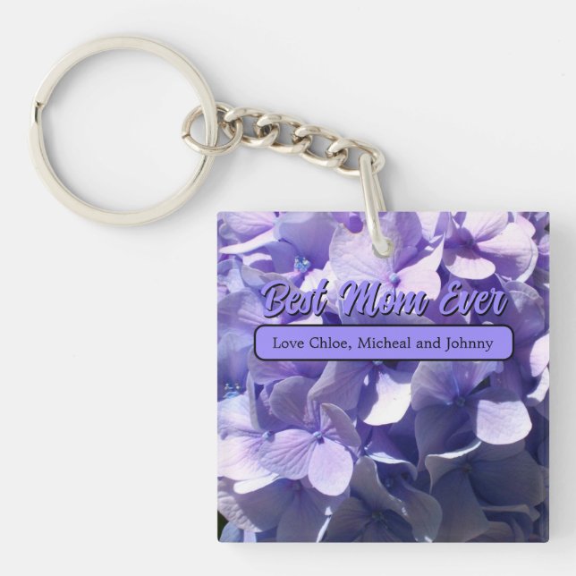 Porte-clefs Purple Hydrangea meilleure mère jamais (Devant)