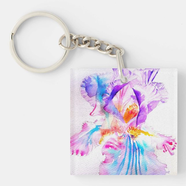 Porte-clefs Purple iris Flower Wedding Favour Floral Flower (Devant)