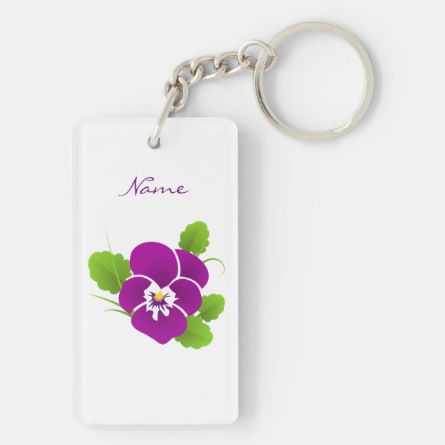 Porte-clefs Purple Pansy Flower Thunder_Cove (Dos)