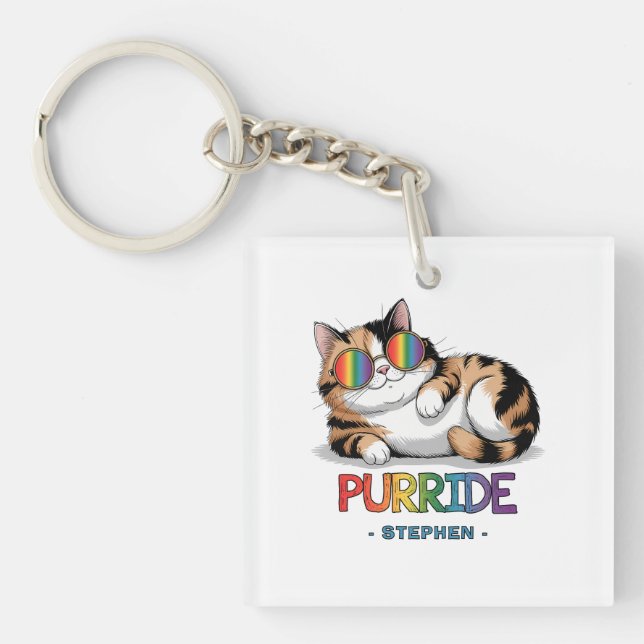 Porte-clefs Purride - Pride de chats Cool | LGBTQ (Devant)