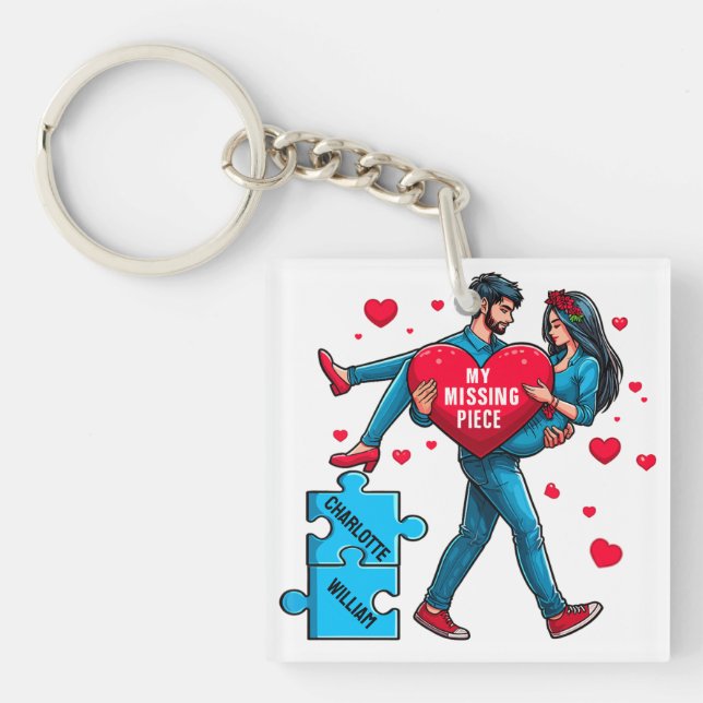 Porte-clefs Puzzle d'amour personnalisé - Mon morceau manquant (Devant)
