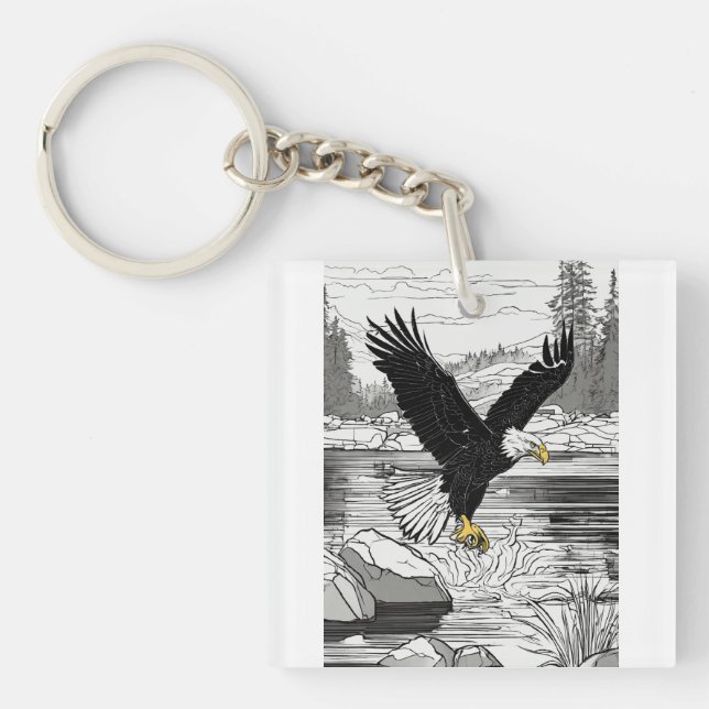 Porte-clefs Pygargue à tête blanche attrapant un poisson – Pag (Devant)