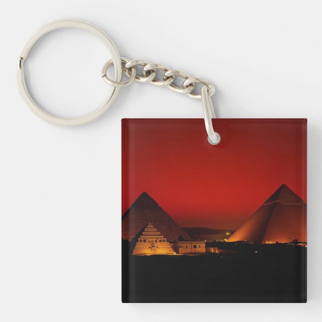 Porte-clefs Pyramides au coucher de soleil rouge (Devant)