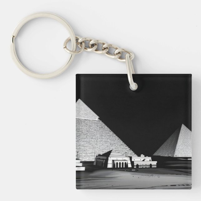 Porte-clefs Pyramides noires et blanches (Devant)