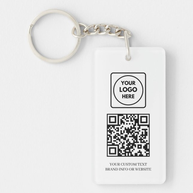 Porte-clefs QR code blanc | Conception de logo d'entreprise pr (Devant)