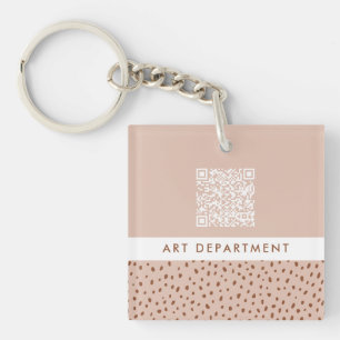 Porte-clefs QR CODE bureau département beige & marron pois boh