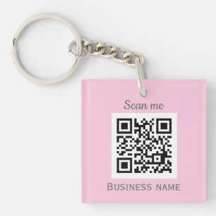 Porte-clefs QR Code Business Logo Professional Pink Girl