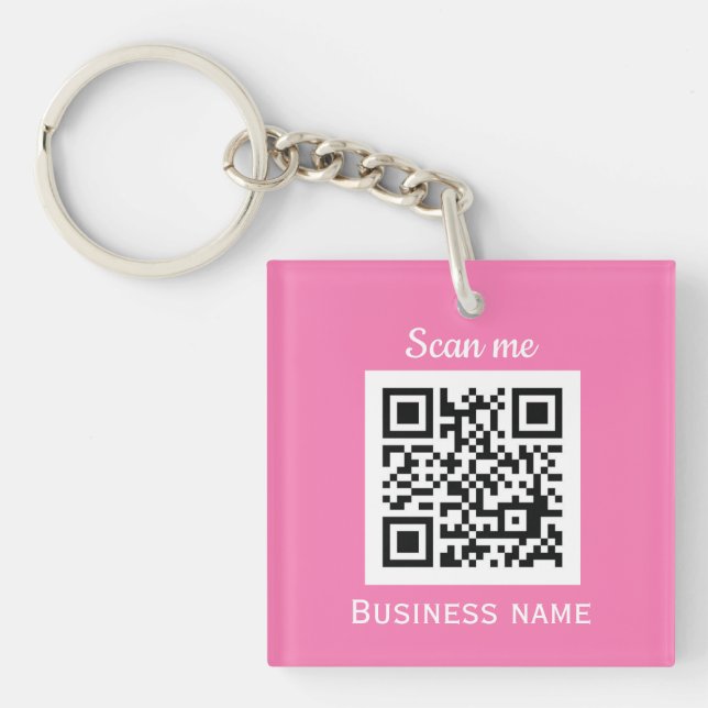 Porte-clefs QR Code Business Logo Professional Pink Girl (Devant)