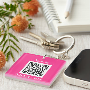 Porte-clefs QR Code Business Logo Professionnel Hot Pink Girl