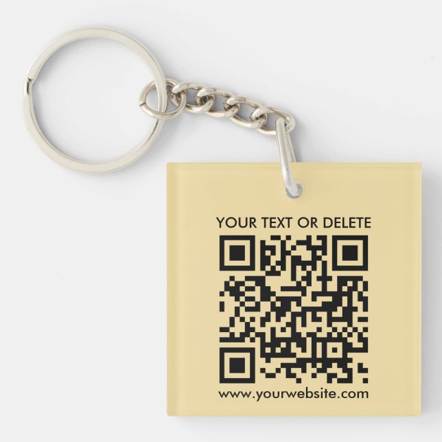 Porte-clefs QR Code Gold Moderne Élégant Carré simple face (Devant)