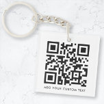 Porte-clefs QR Code Minimaliste Nettoyer Simple Blanc Texte Pe<br><div class="desc">Un simple modèle de code QR blanc personnalisé dans un style minimaliste moderne qui peut être facilement mis à jour avec votre code QR et votre texte personnalisé,  par exemple,  scannez-moi vers...  #QRcode #porte - clé #business</div>